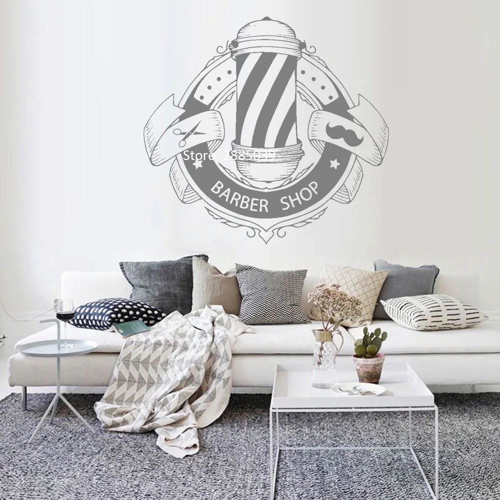 

Barber Shop Sign Wall Decals Barbershop Window Wall Decor Poster Hairdressing Decal Wall Stickers Removable Waterproof LC1085