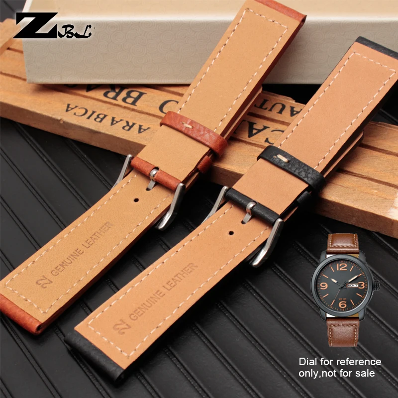 Модный браслет из натуральной кожи ремешок для часов 22 мм черный 00F00X | Коричневый