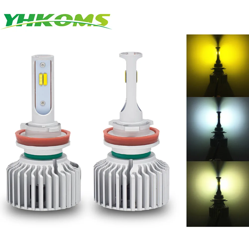 YHKOMS H11 9005/HB3 9006/HB4 светодиодный Автомобиль Противотуманные фары лампы 3 цвета фары 3000 K 4300 K 6500 K H1 H3 H4 H7 H8 H9 880 881 H27