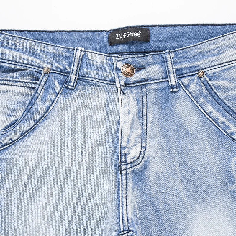 Топы 2017 мужские Модные повседневные джинсы осенние плиссированные Украшенные