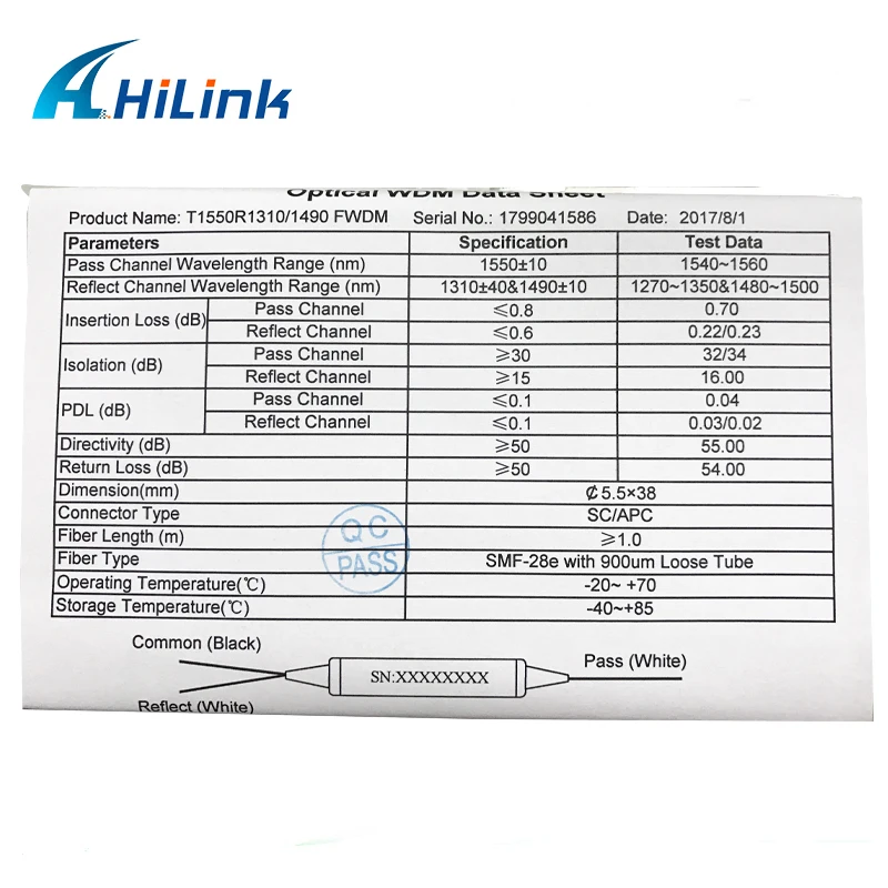 (10 шт.) FWDM фильтр TX1550/RX 1310/1490nm Коробка ABS/Сталь трубка 0 9 мм SC/APC-COM/1550nm SC/UPC-1490/1310 для