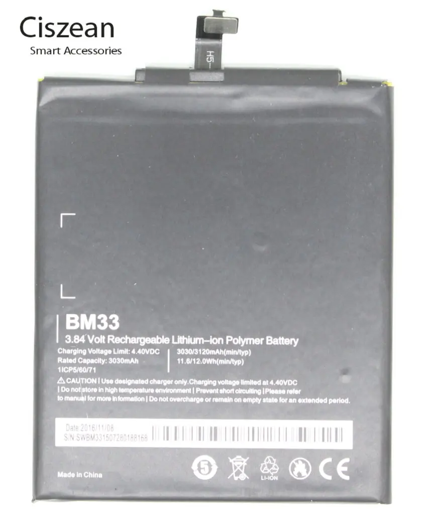 Ciszean 3030 мА/ч 11.6Wh BM33 / BM 33 3.84VDC сменная литий полимерный аккумулятор для Xiaomi Mi4i Mi 4i