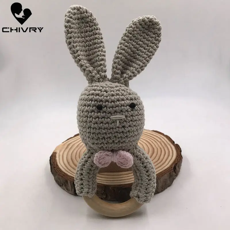 Chivry Baby Прорезыватель кольцо кроше кролик жевательный безопасный Прорезыватель для зубов деревянный Прорезыватель натуральный новорожденный Кролик Браслет для прорезывания зубов игрушки подарок