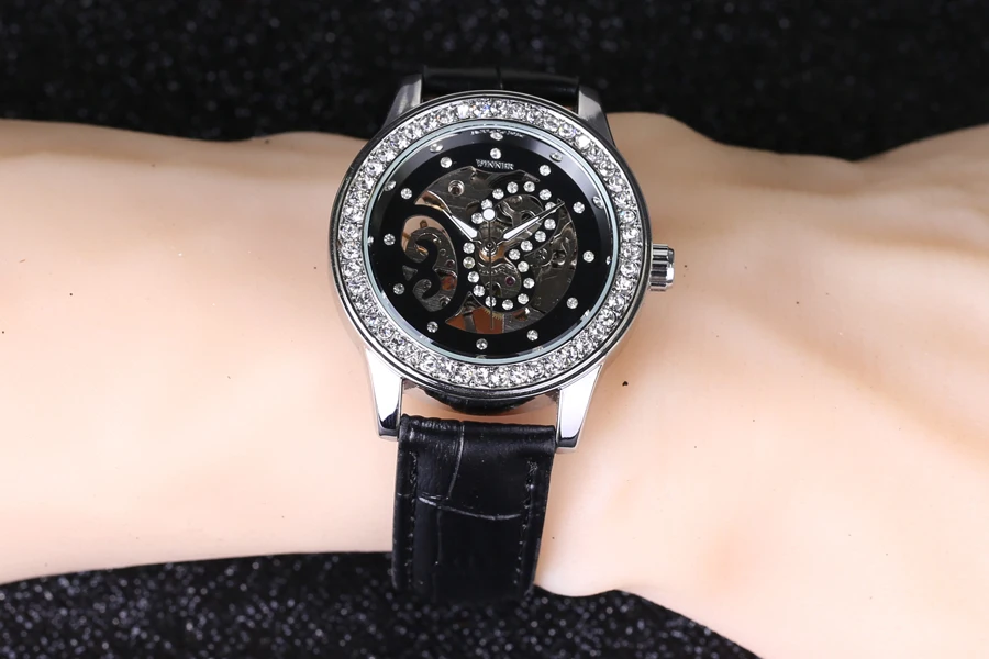 Женские Механические часы Winner механические со стразами подарок для девушек 2018 |