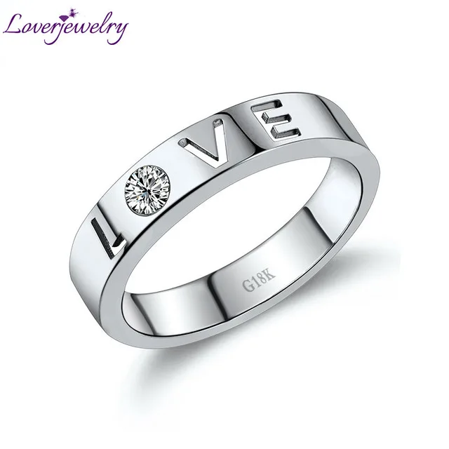 Loverjewelry натуральный бриллиант любовь Обручальное кольцо кольца в твердом 18Kt кольцо из белого золота для женщин и мужчин Свадебные обручальные ювелирные изделия - Цвет камня: 18K White Gold