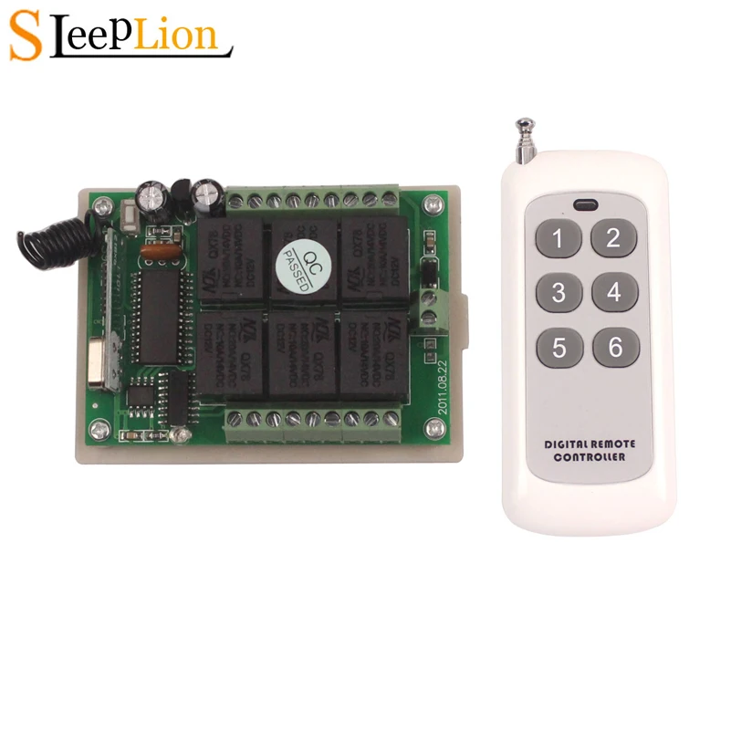 Sleeplion 12V 6CH 6 способ Беспроводной переключателя передатчик + приемник обучающий