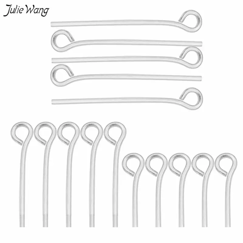 

Julie Wang 200pcs/lot Metal Open Eyepins 16-30mm White K Iron Metal Findings for Bracelet Earring DIY Jewelry Making