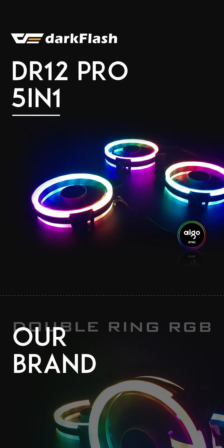 DarkFlash RGB PC чехол вентилятор 120 мм компьютерные корпуса Процессор охлаждающими вентиляторами тихий Asus Aura Sync кулер охлаждения регулировки скорости светодиодный вентилятор для ПК MR12
