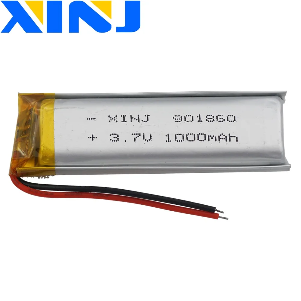 XINJ 3.7V 1000mAh Polymer Rechargeable Li Lithium LiPo Battery Cell 901860 For Car Camera DVR DVC GPS E-Book Driving Recorder