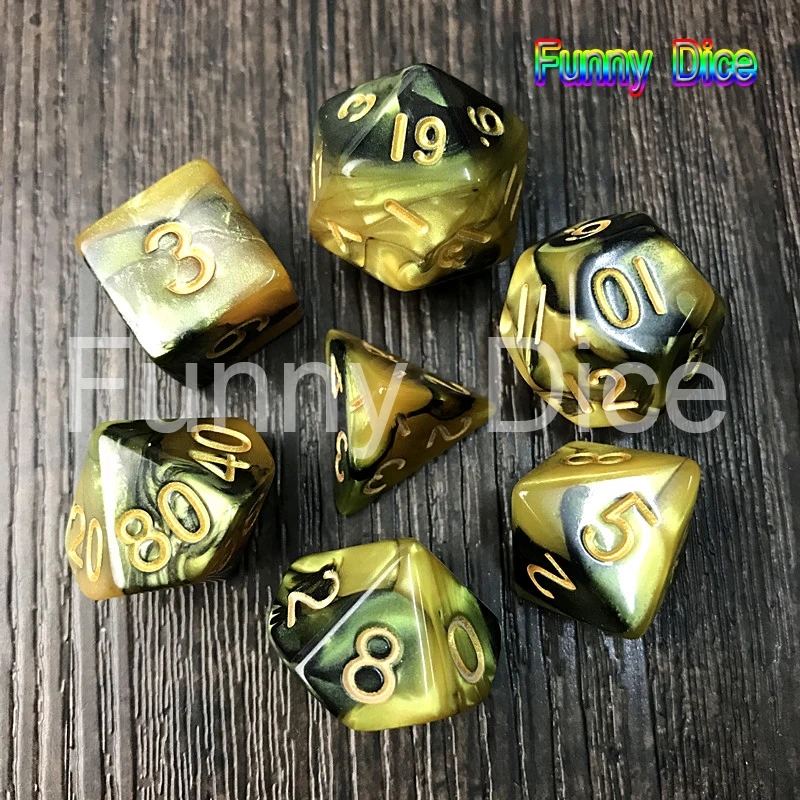 7 шт. 2-х цветный набор Игральный костей покер D& d многогранные кубики Семья игры
