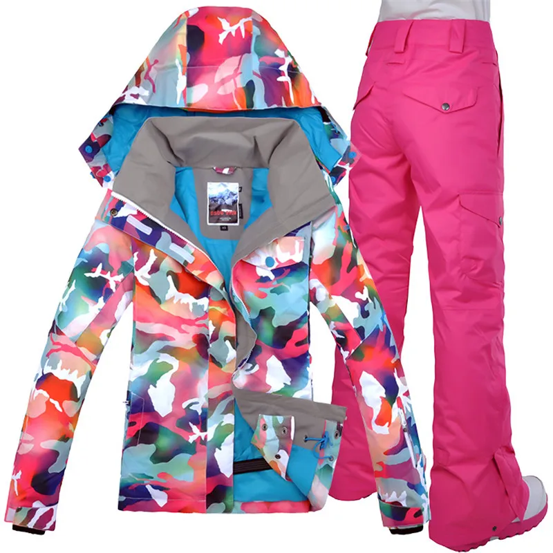 Женский лыжный костюм Gsou водонепроницаемый двухслойный с одной доской и брюками
