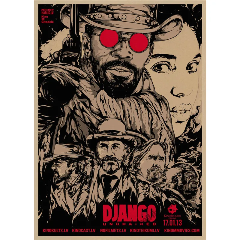 Светло-серый Django Unchained Квентин Тарантино ретро плакат, крафт-бумага, бумага для бара, кафе, домашний Декор, живопись, наклейка на стену - Цвет: Светло-серый