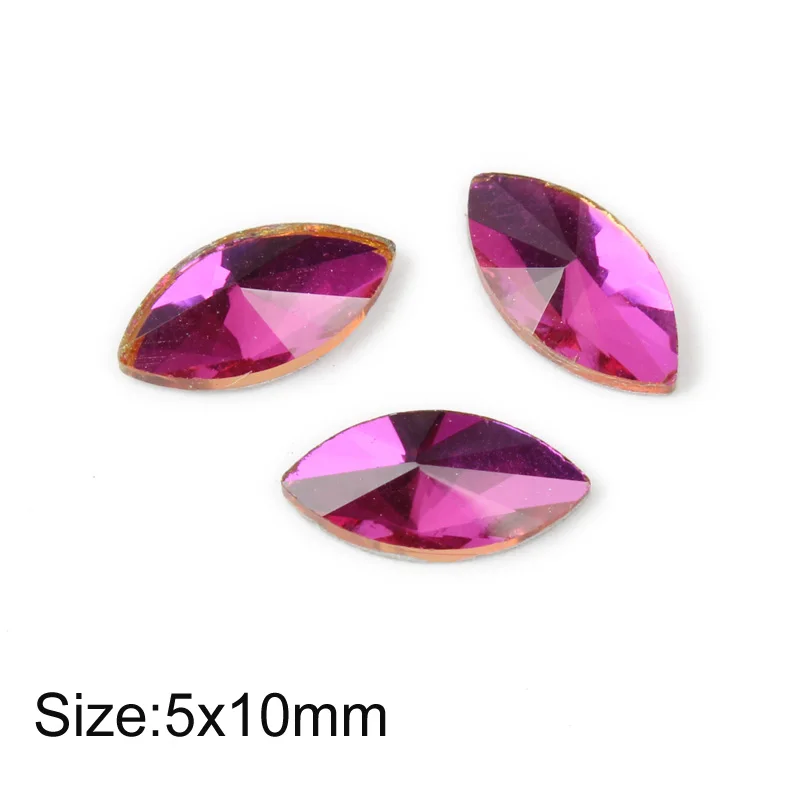 Horse eye 5x10mm Горячая Распродажа, модные стразы для дизайна ногтей, фиолетовые стразы с плоским основанием для 3D украшения ногтей - Цвет: Horse eye 5x10mm