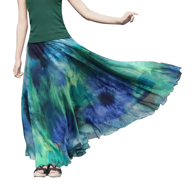 Летние длинные юбки для женщин новинка 2017 плиссированная шифоновая юбка до