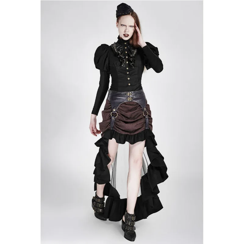 

Punk Rave Brown Steam skirt Streampunk rock Women Sexy Rock performance clothing Q302