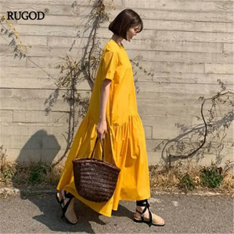 Женское длинное плиссированное платье RUGOD макси в Корейском стиле с коротким