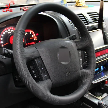 Черная кожаная ручная прошитая крышка рулевого колеса автомобиля для Kia Borrego 2008