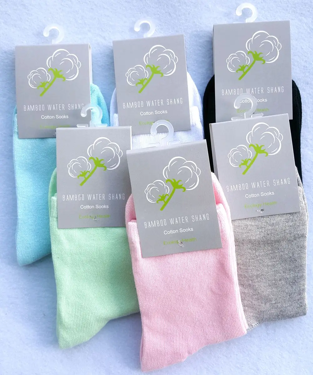 Bamboo/женские носки из чесаного хлопка милые однотонные ярких цветов повседневные