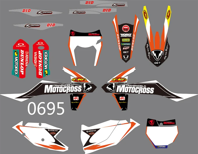 0695 3M 6 видов стилей команда графика фоны наклейки для KTM SX EXC EXCF XCW SX SXF XC XCF - Цвет: 0695