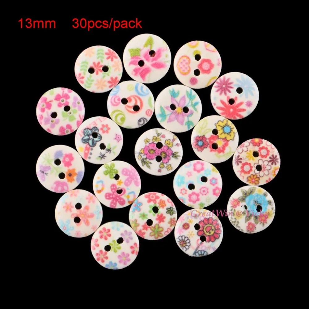 30 шт. 13 мм декоративные деревянные бусины с двумя отверстиями | Дом и сад