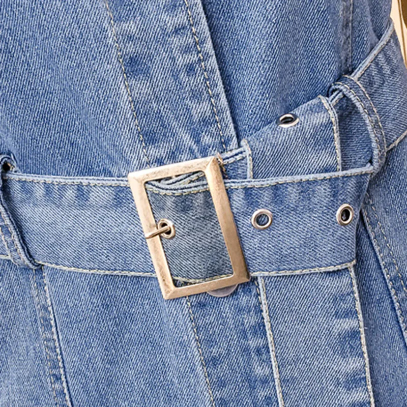 Синий нерегулярные чулок комбинезон джинсовая юбка женщина 2019 повседневное