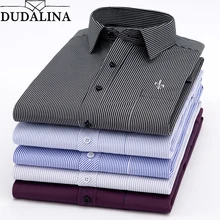 Dudalina, новинка, мужские рубашки с длинным рукавом, мужские полосатые классические удобные мягкие повседневные рубашки на пуговицах, повседневные мужские Рубашки, Топы
