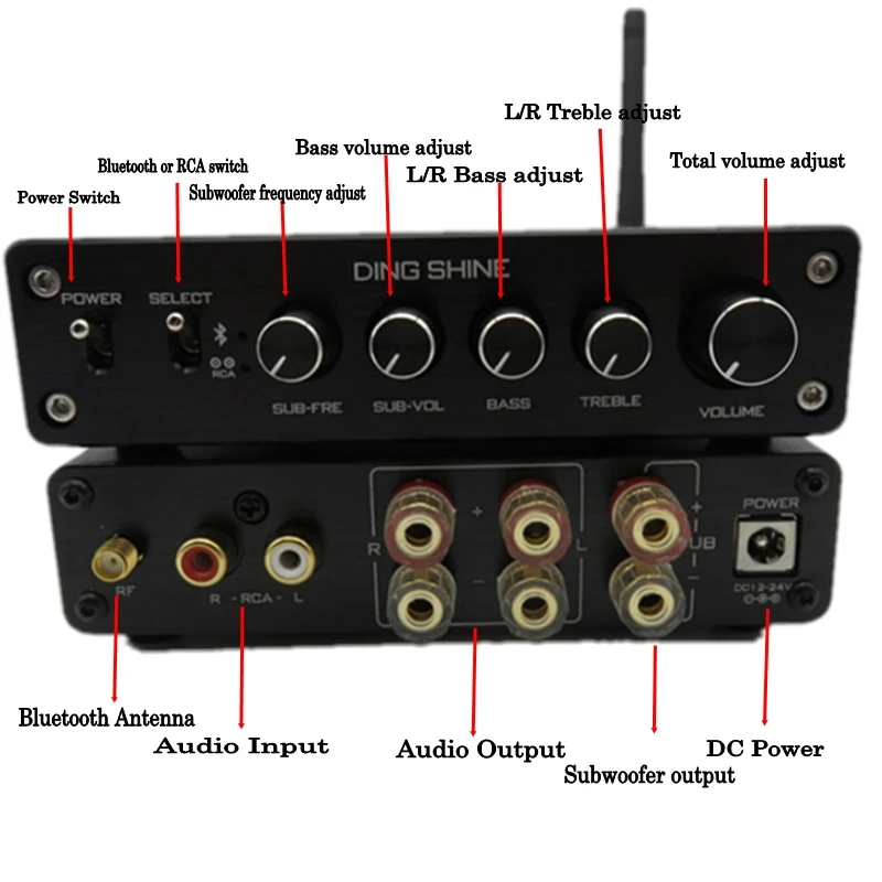 Bluetooth 4 0 HIFI TPA3116 2 1 канальный цифровой аудио усилитель 2*50 Вт + 100 бас сабвуфер |