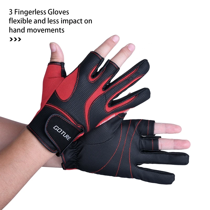 Зимние рыболовные перчатки Goture дышащие Нескользящие с 3 пальцами для рыбалки