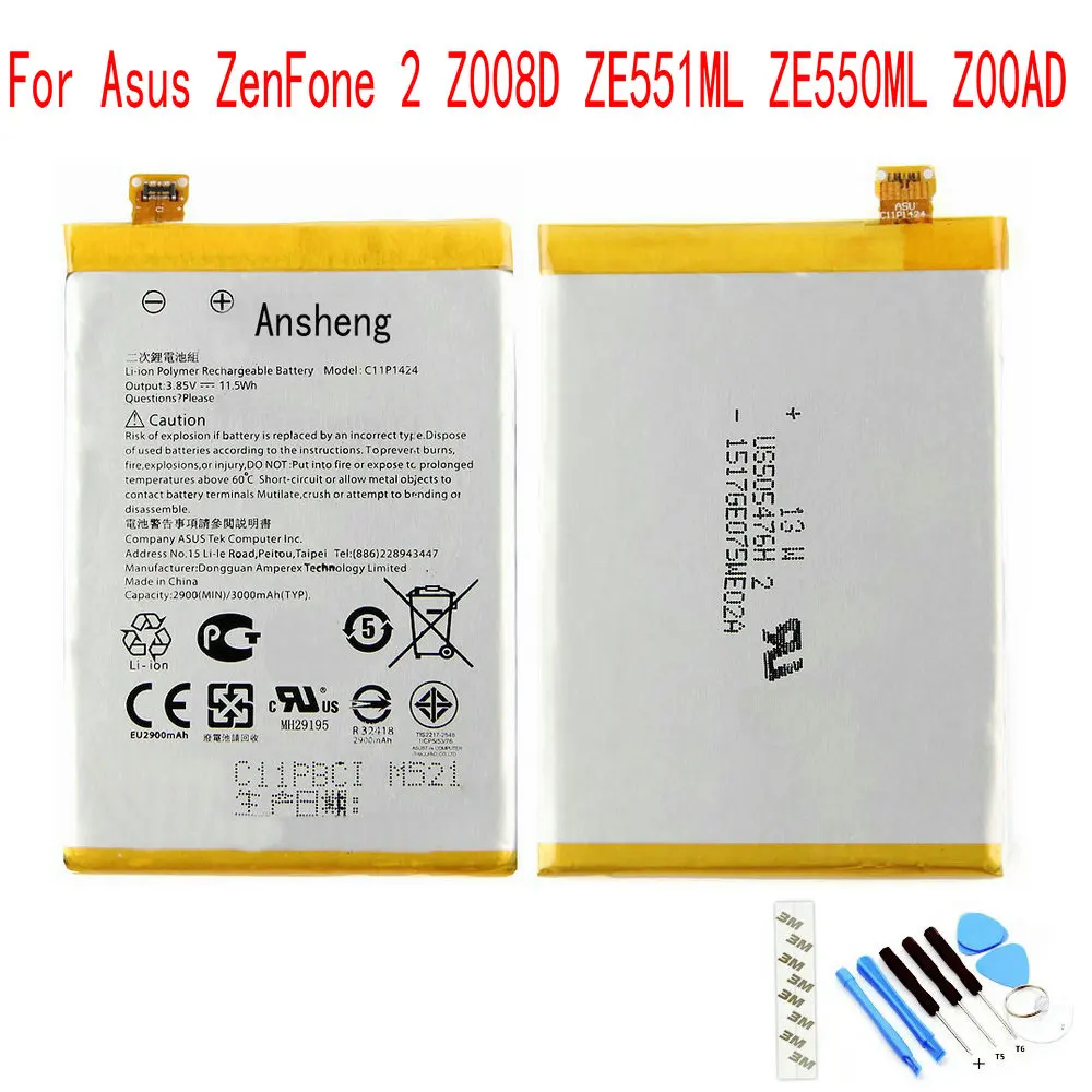 Оригинальный аккумулятор Ansheng C11P1424 3000 мАч для Asus zenfone 2 ZE551ML ZE550ML Z00ADB Z00A