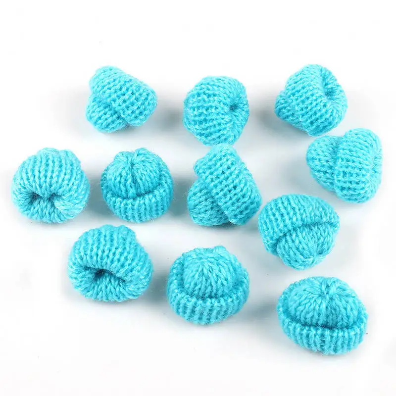 Turquoise 10 шт./лот, мини вязаная шапка для детей, заколки для волос, сделай сам, головной убор, детские тканевые аксессуары для волос для девочек, не заколки для волос, повязка на голову - Цвет: Turquoise