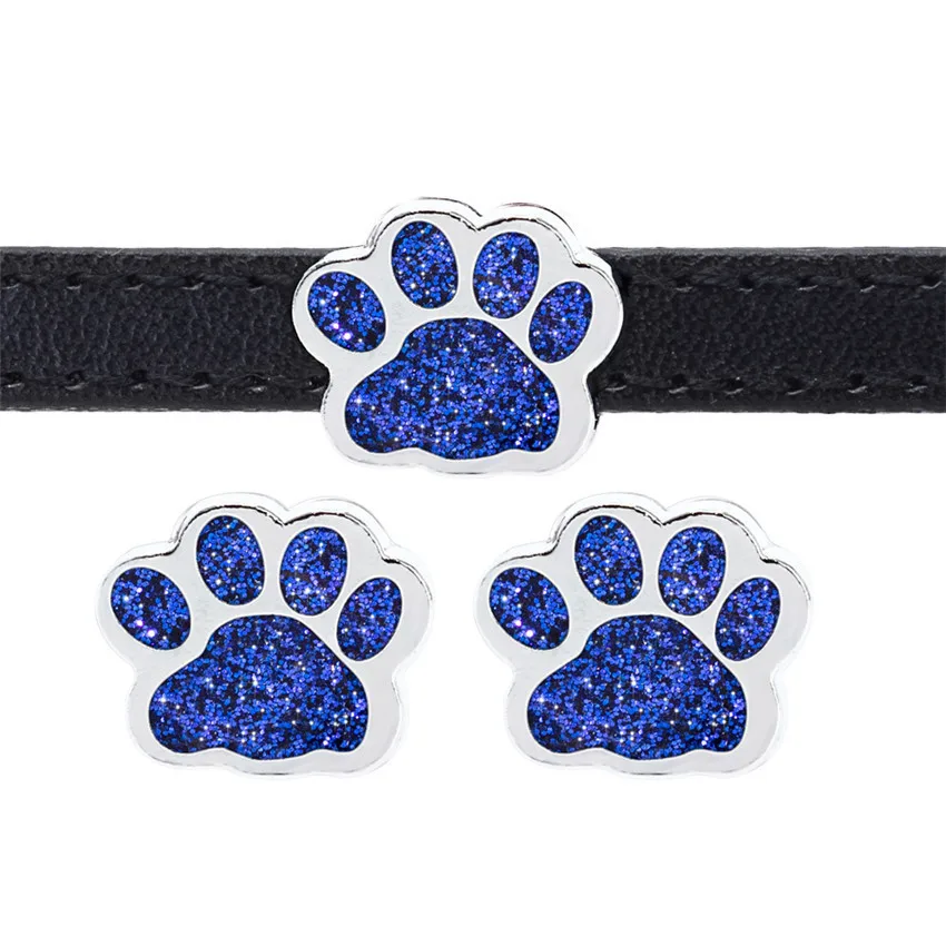 10Pcs/Lot 8mm Slide Charms Bracelets Jewelry Making Bling Enamel Cat Dog Bear Paw Footprint Fit Pet Collar Wristbands Belts | Украшения и