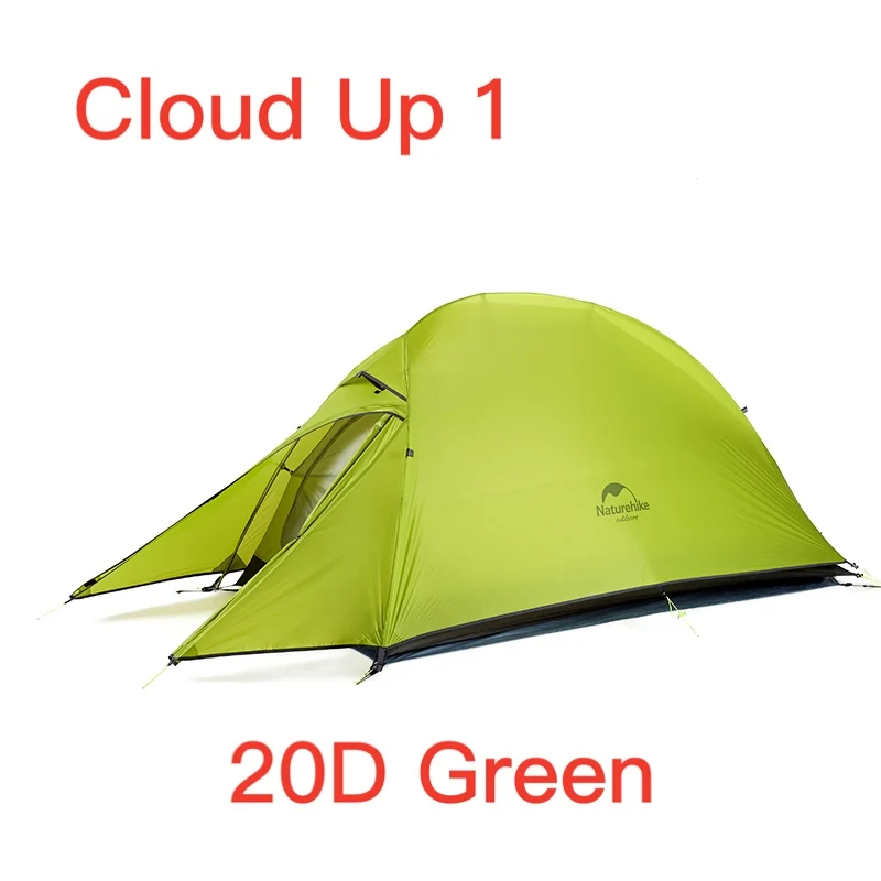 20D Green Naturehike CloudUp серии Сверхлегкий походный тент 20D/210T ткань для 1 человека с ковриком теплый тент NH18T010-T - Цвет: 20D Green
