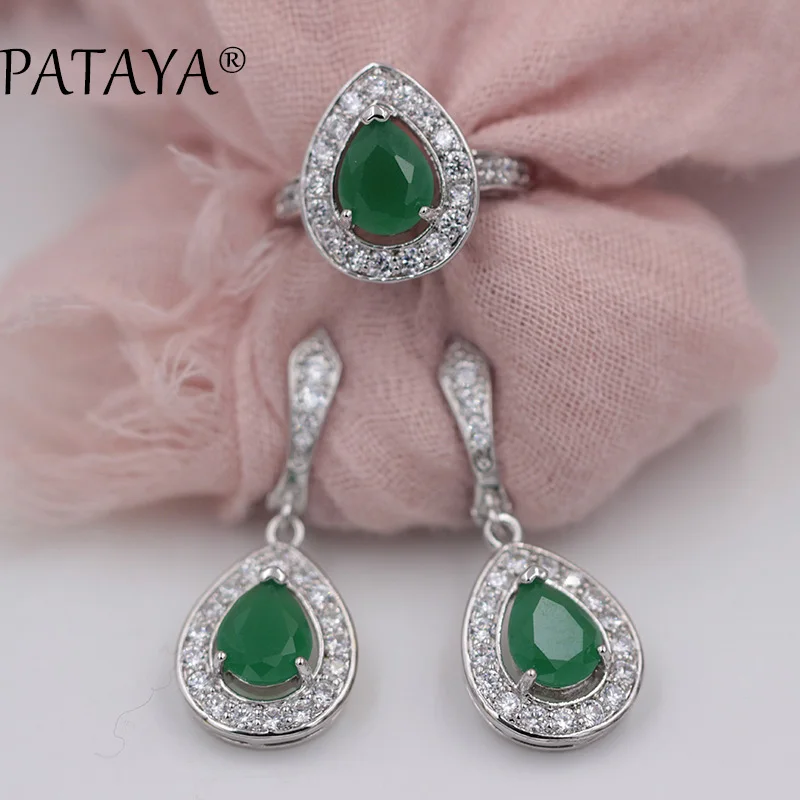 Женские серьги PATAYA набор ювелирных изделий из натурального белого золота с