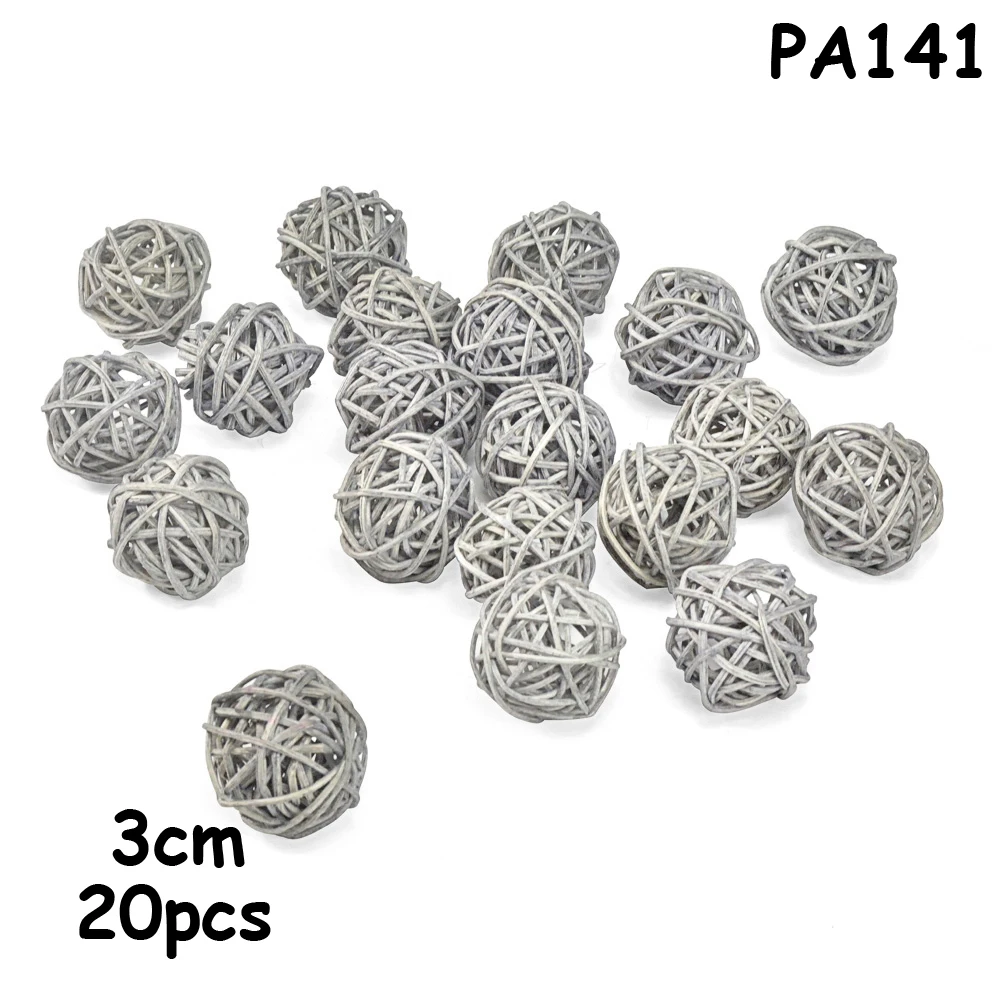 PA141 gray 20 шт 3 см Разноцветные свадебные декоративные Ротанговые шары, Рождественский Декор украшение для дома/диаметр для домашней вечеринки на день рождения украшения для детей - Цвет: PA141 gray
