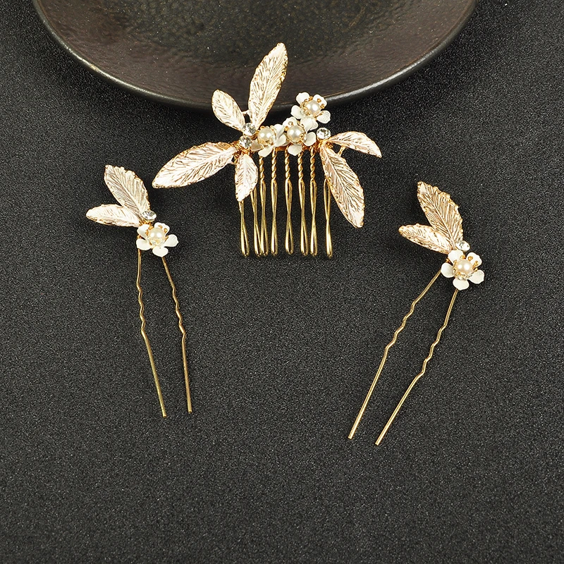3 шт. золотые заколки для волос и расчески свадебные украшения аксессуары