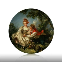 francois boucher painting decorative plates ceramic home artistic dish hotel background display lady and boy oil painting plate
