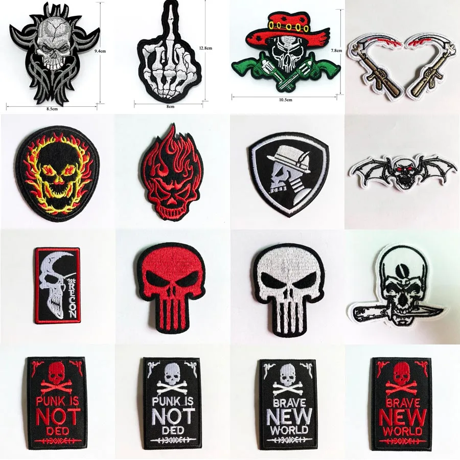 aliexpress.com - 1X Fabric Embroidered Skull Hand Patch Cap Clothes Stickers Bag Sew Iron on Applique DIY Apparel Sewing Clothing Accessories