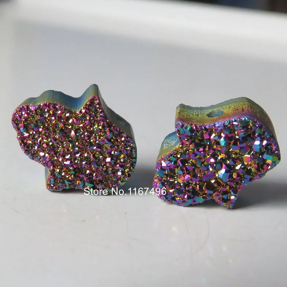 100pcs/lot 11x13mm Rainbow Red Color Hamsa Druzy Stone Natural Crystal for DIY Jewelry | Украшения и аксессуары