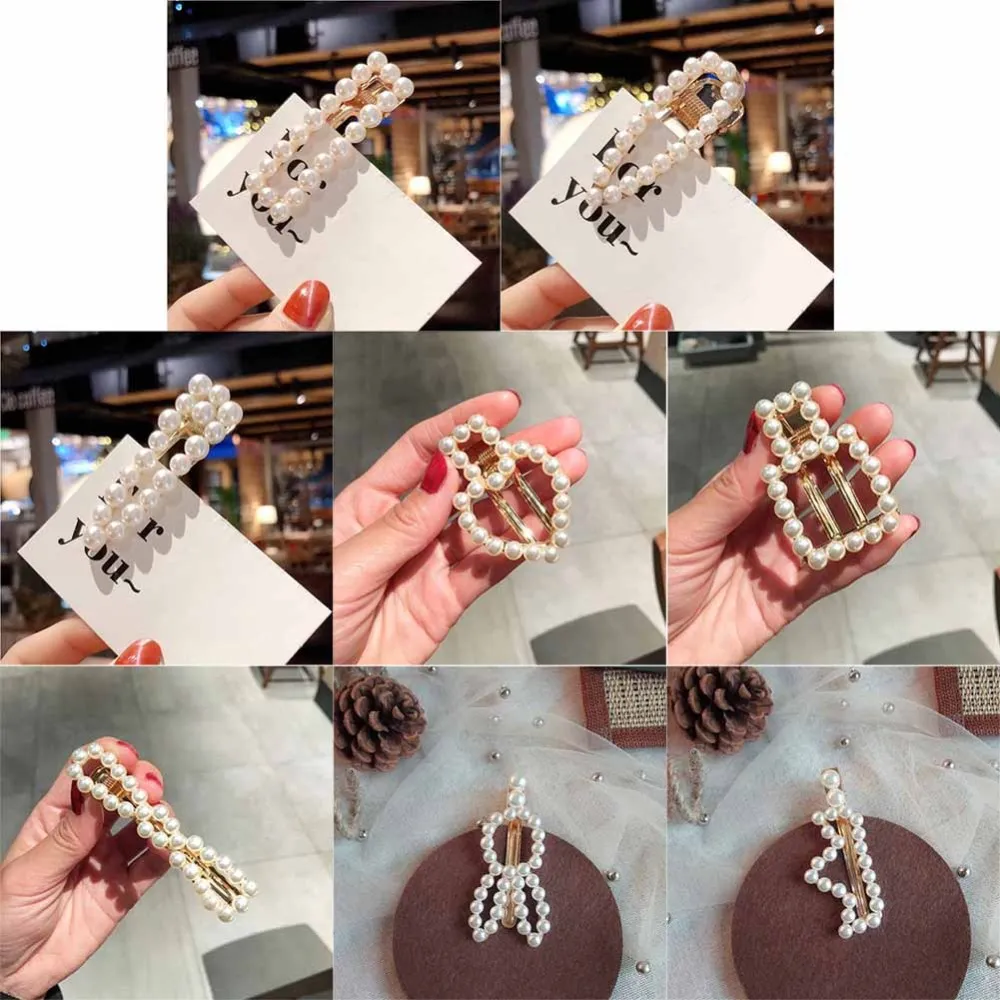 Полый имитация жемчуга с соской клип челка заколка для волос заколки женщин