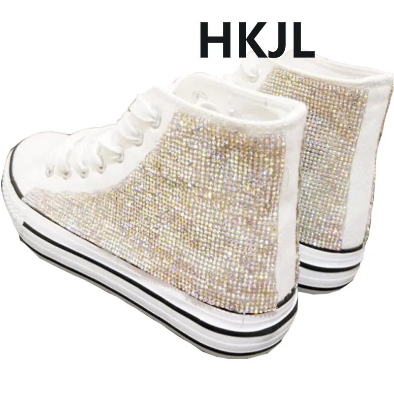 HKJL/весенне летние парусиновые туфли на платформе с высоким верхом в европейском