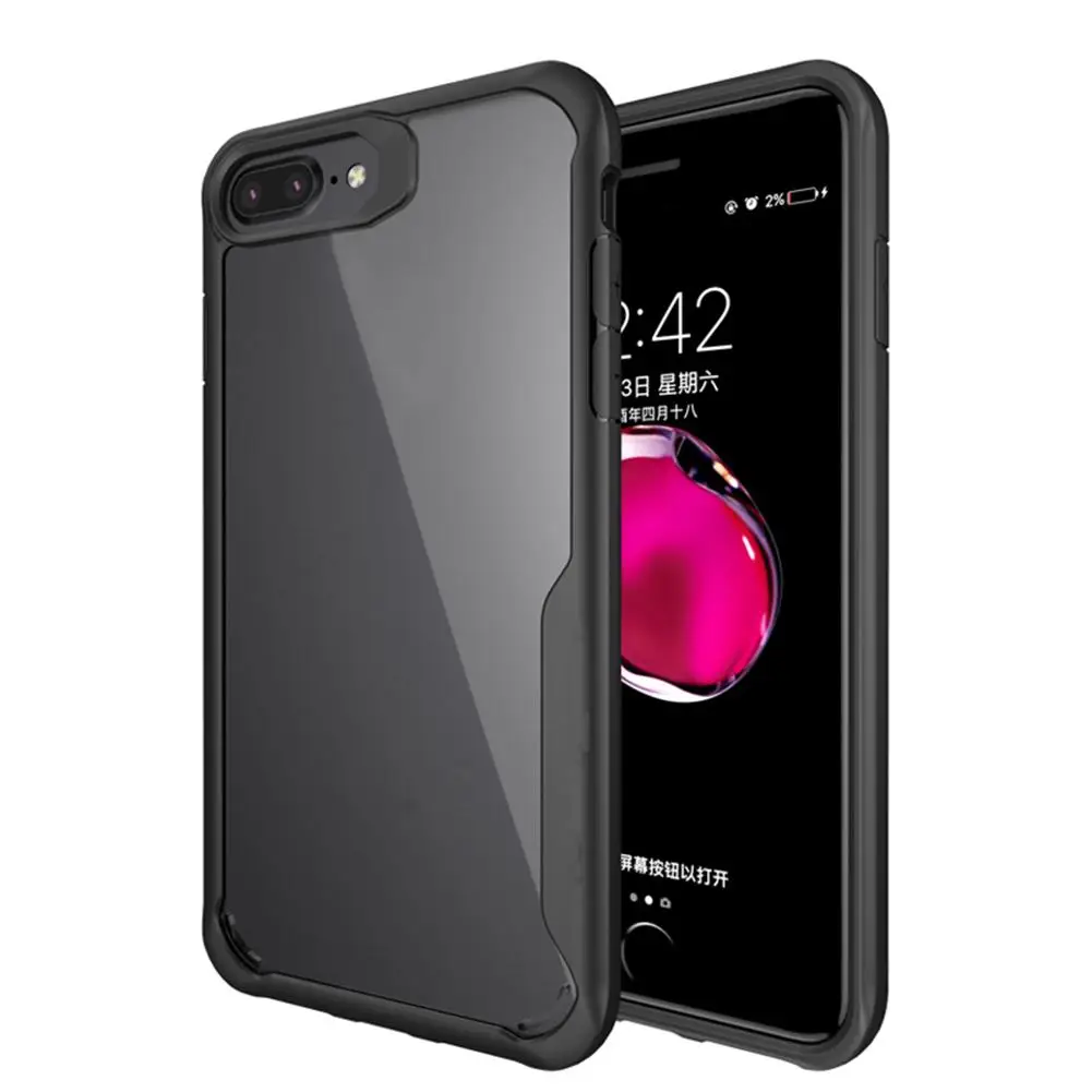 Black for 7P 8P Новая роскошная силиконовая рамка акриловый прозрачный чехол на заднюю панель для IPhone 8/7/7plus/Бизнес чехол для телефона - Цвет: Black for 7P 8P
