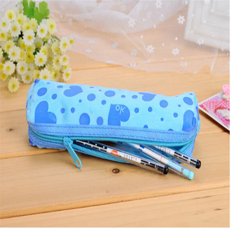 

2019 Fashion Heart Printed Velvet Cute Cosmetic Bags Long Makeup Case for Woman Female Bolsa de maquillaje Trousse de maquillage