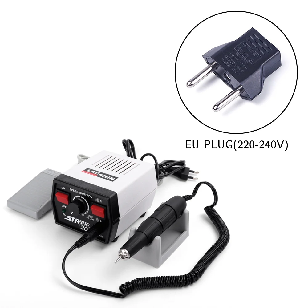 EU Plug Новинка, 30 Вт, 35000 об/мин, белая профессиональная электрическая дрель для ногтей, аксессуары для ногтей, дрель для ногтей, машинка для маникюра, дрель для ногтей, Наборы инструментов для ногтей - Цвет: EU Plug