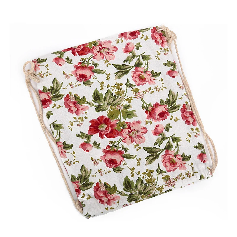 18PCS / LOT Fashion Flower Drawstring Bags Canvas Women Shopping Backpack Travel Portable Multifunctional Reusable Bag Wholesale | Багаж и