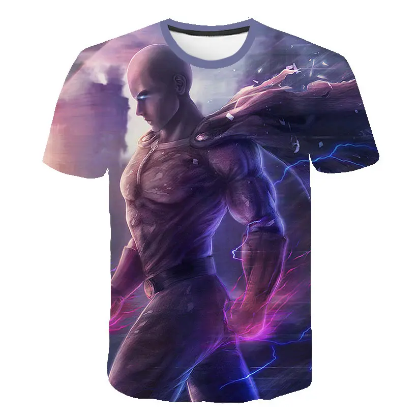 picture color One Punch Man Saitama Sensei, японское аниме, 3D забавная футболка, летняя повседневная футболка с круглым вырезом для мужчин и женщин, одежда с коротким рукавом - Цвет: picture color