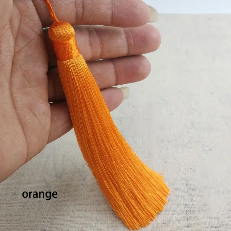 orange Настраиваемые 12 см полиэфирные кисточки с висячим кольцом шелковые Швейные Банг кисточка отделка декоративные кисточки для ключей Подвески домашний декор - Цвет: orange