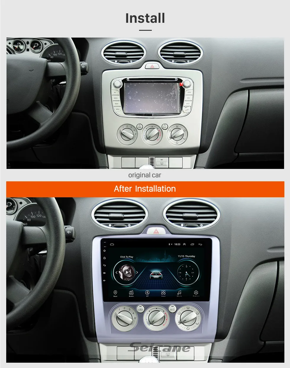 Seicane Android 8,1 " ram 2 ГБ+ rom 32 ГБ 2Din автомобильный Радио gps мультимедийный плеер для Ford Focus 2 Exi MT 2004 2005-2012 радио