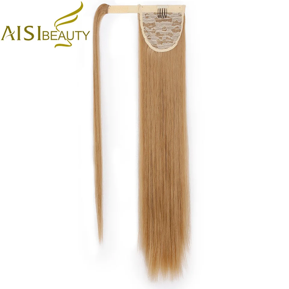 AISI BEAUTY, Длинные Накладные Синтетические прямые Конские хвосты для женщин, натуральные накладные волосы на заколках, шиньоны, блонд, накладные волосы