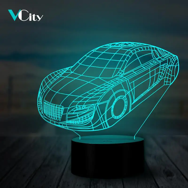 

VCity 3D Ночной светильник Led Настольная лампа модные клевые автомобильные подушки USB настроение RGB многоцветный Luminaria изменение светильник ing п...
