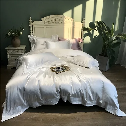bedding set 2 Белый золотой шелковый хлопковый комплект постельного белья, роскошный комплект постельного белья из египетского хлопка, пододеяльник, постельный комплект parure de lit - Цвет: bedding set 2
